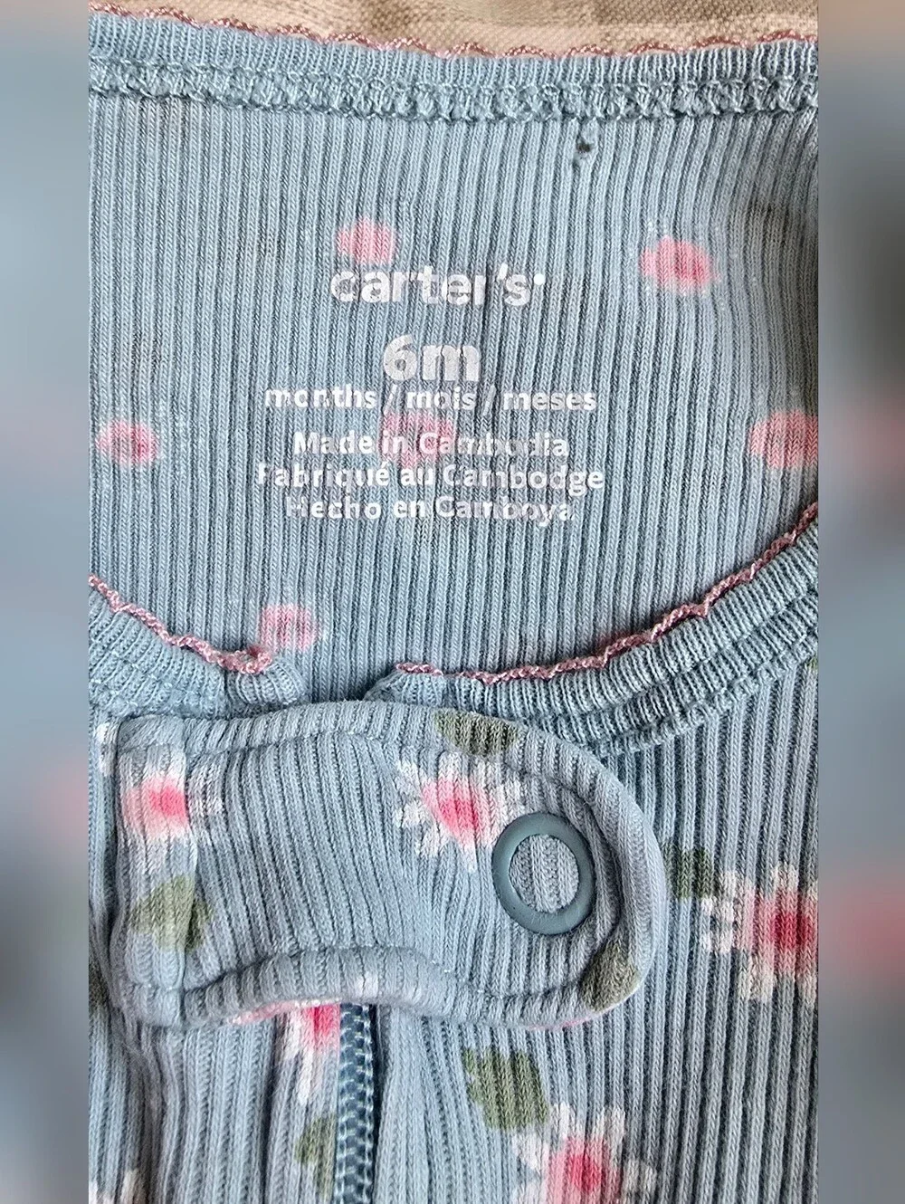 Blue Baby Girl Footed Daisy Pajamas Carter's Floral 6 Months